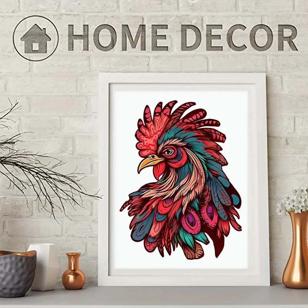 Mystery Red Chicken Shape Wooden Puzzle Beautiful A3 A4 A5 3D model Wooden home decor Holiday gift puzzle entertainment Decompre