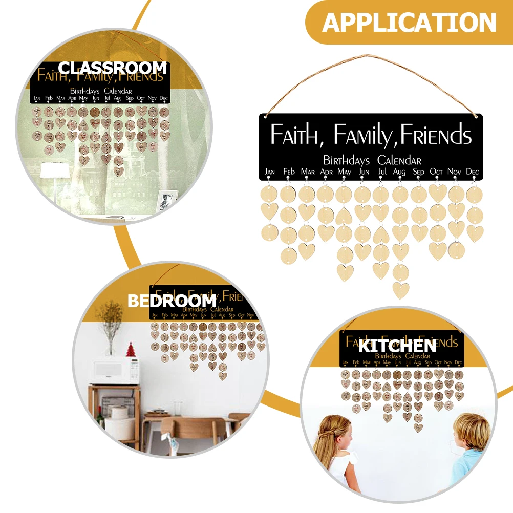 

Holiday Reminder Board Family Birthday Calendar Wall for Classroom Sign Hanger Tree Wooden