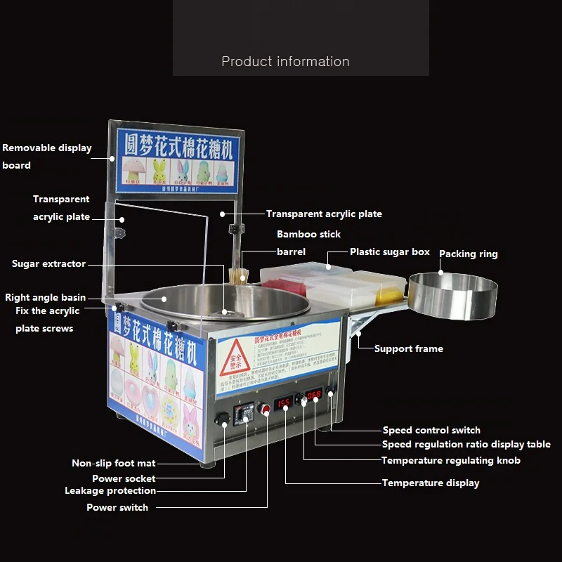 110V 220V Automatic Commercial Electric Cotton Candy Machine 8000R/min Fancy Cotton Candy Maker Sugar Floss Machine