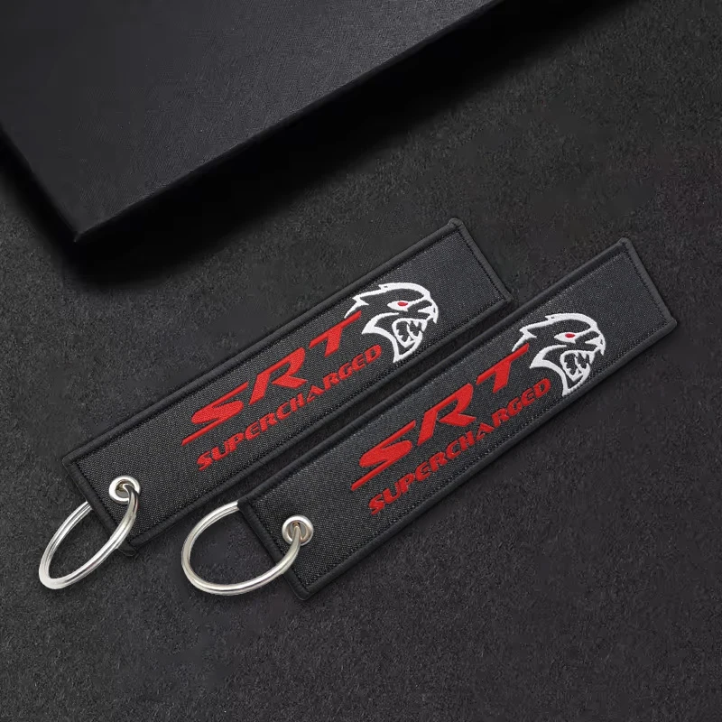 LLavero de coche con insignia de lona Dodge, llavero de coche para Dodge Ram 1500 Journey Charger Dart Challenger Durango SRT8 SRT 8 Chrysler Grand