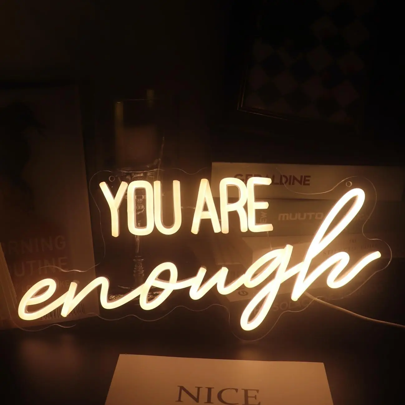 You Are Enough Neon, USB powered with dimmer switch, Suitable for Room, Home, Bar, Art Wall Decor, Party