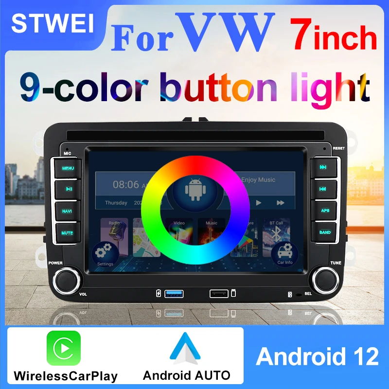 

For Volkswagen Skoda Golf Seat Passat, Touan, Audi, Jetta Android 7-inch Multimedia Player Car Radio GPS 4G Wifi DSP Carplay