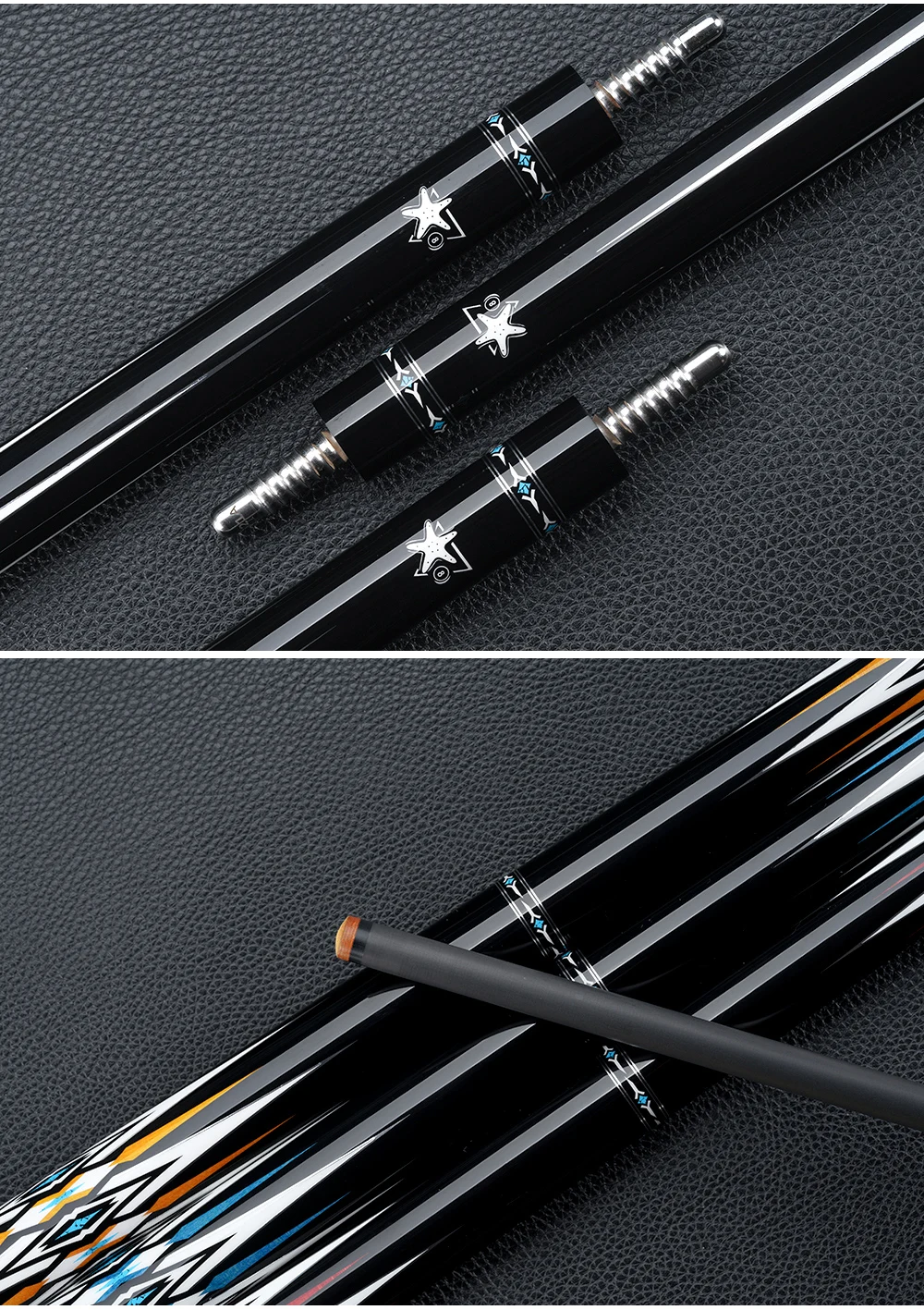 Billardqueue, Schaft aus Carbonfaser, Griff aus Hartholz, geringe Abweichung, 58 Zoll, 12,5 mm Spitze, 3/8x8 Verbindung, 8/9 Ball, CRICAL – Detail 15