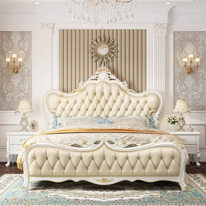 

High End European Double Bed Luxury Glamorous Modern King Size Twin Bed Storage Design White Cama Box Casal Bedroom Furniture