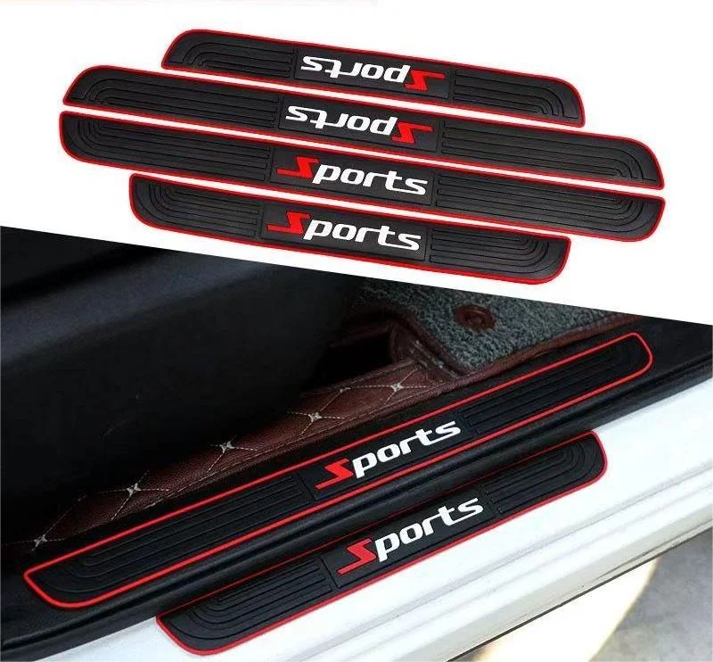4-teiliger Universeller Autotürschwellenschutz Anti-Kratz-Gummistreifen Auto-Trittkantenschutz Abnutzungsschutz Schwarz Limousine SUV Styling – Detail 2