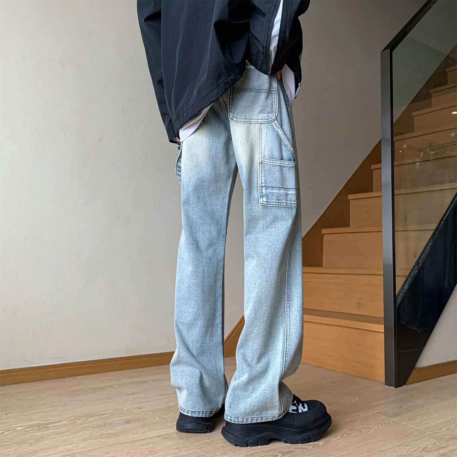 2023 Fashion Jeans For Men Youth Trousers Cross Denim Pants Streetwear Baggy Jeans Man Hip Hop Y2k Men Cargo Pant Punk Clothing