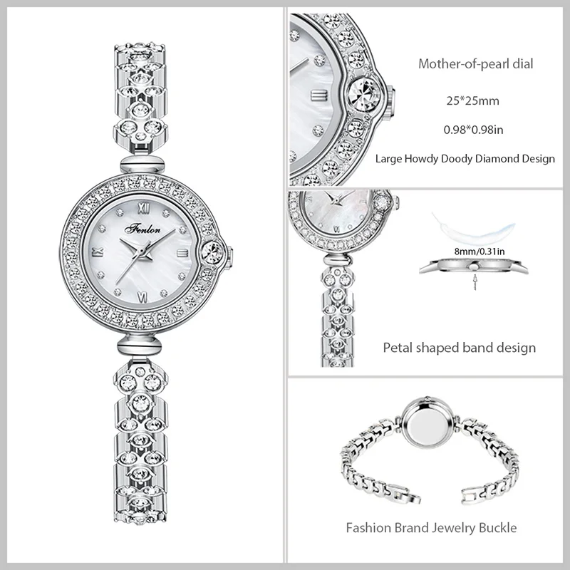 Quality Women Watch  Delicate Diamond Hand Clock Female Original Waterproof Luxury Brand Wristwatch 2024 Fishtail  Petal Strap