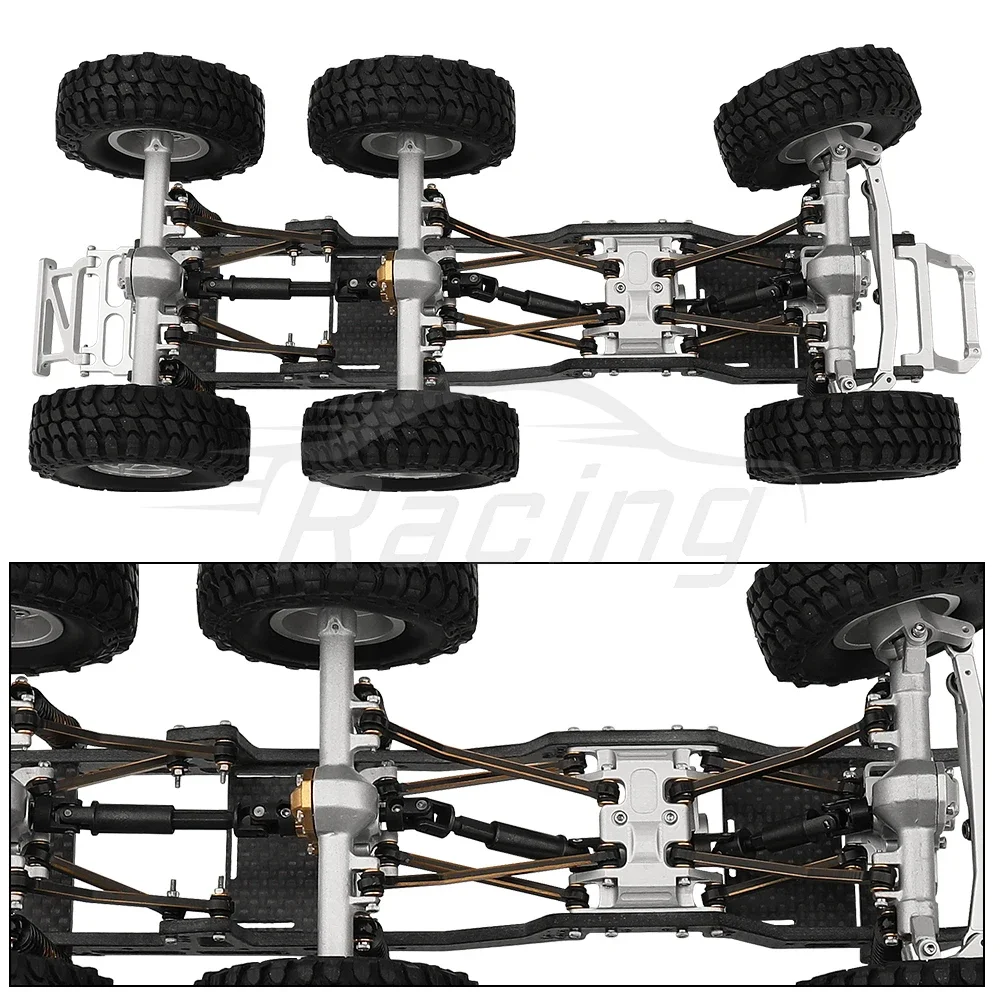 Ulepszona rama samochodowa podwozia z włókna węglowego 6 × 6 z metalowymi osiami Obręcze koła Zestaw montażowy podwozia o niskiej środkowej