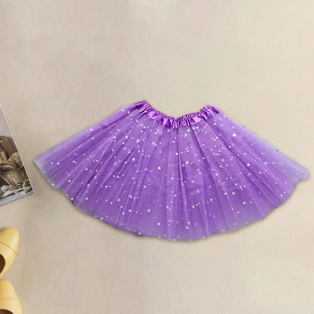 Fun Tulle Dress Sparkling Star Sequins Tulle Skirt for Kids Adults Elastic Waist Ballet Skirt for Carnival Party Costume