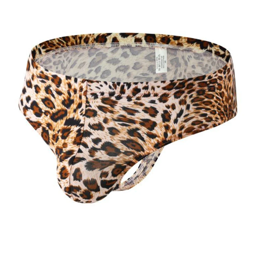 Sexy Men\'s Briefs Pouch Panties Elastic Lingerie Low Waist Underwear Hombre Leopard Breathable Underpants Ultra-Thin Knickers