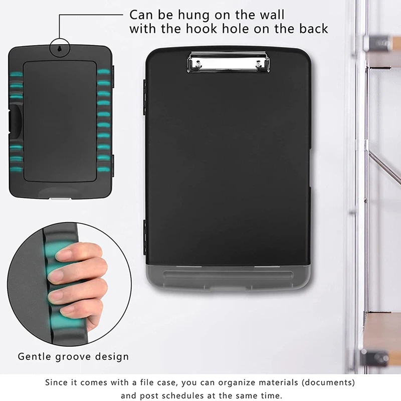 A4 Binder Storage Nursing Clipboard Plastic Side Opening Box Waterproof PVC Flip Document Writing Drawing Pad Clip