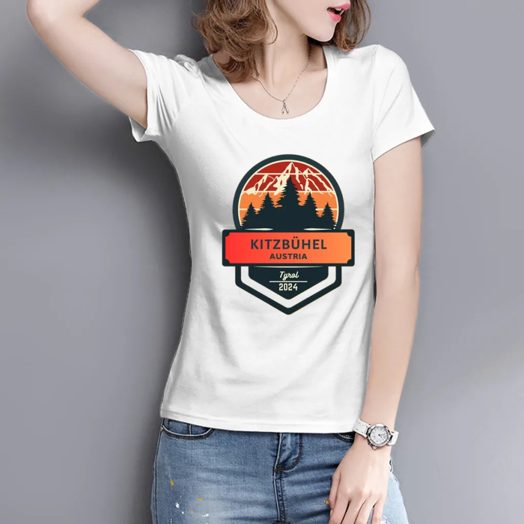 Kitzbühel mountain Hike - Austria top peaks Women's Printed Short Sleeve T-Shirt, Harajuku Style, New Summer Top