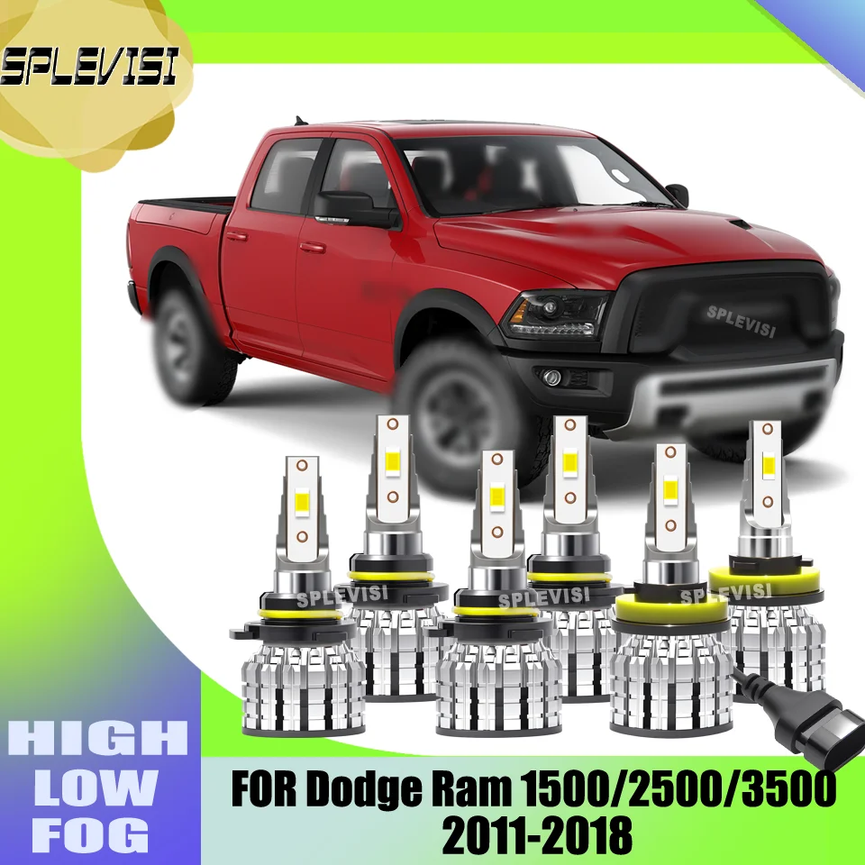 

Durable LED Headlight Foglamp SPLEVISI Plug And Play High Low Beam Fog Light Warranty For Dodge Ram 1500/2500/3500 2011-2018