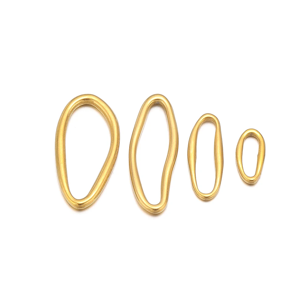 5pcs/lot Stainless Steel Gold Irregular Oval Charm for DIY Jewelry Exquisite Bracelet Necklace Earring Accessories Making Crafts