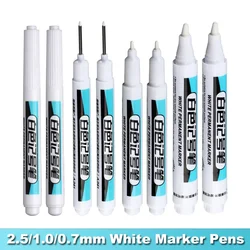 0.7/1.0/2.5MM White Marker Pens Oily Waterproof Permanent Paint Markers For Wood Plastic Leather Glass Stone Metal Art Supplies