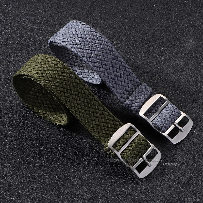 Correa de 16mm, 18mm, 20mm y 22mm para correas de reloj de nailon tejido Perlon, pulsera de tela, correa de reloj para mujeres y hombres, cinturón con hebilla en negro y azul