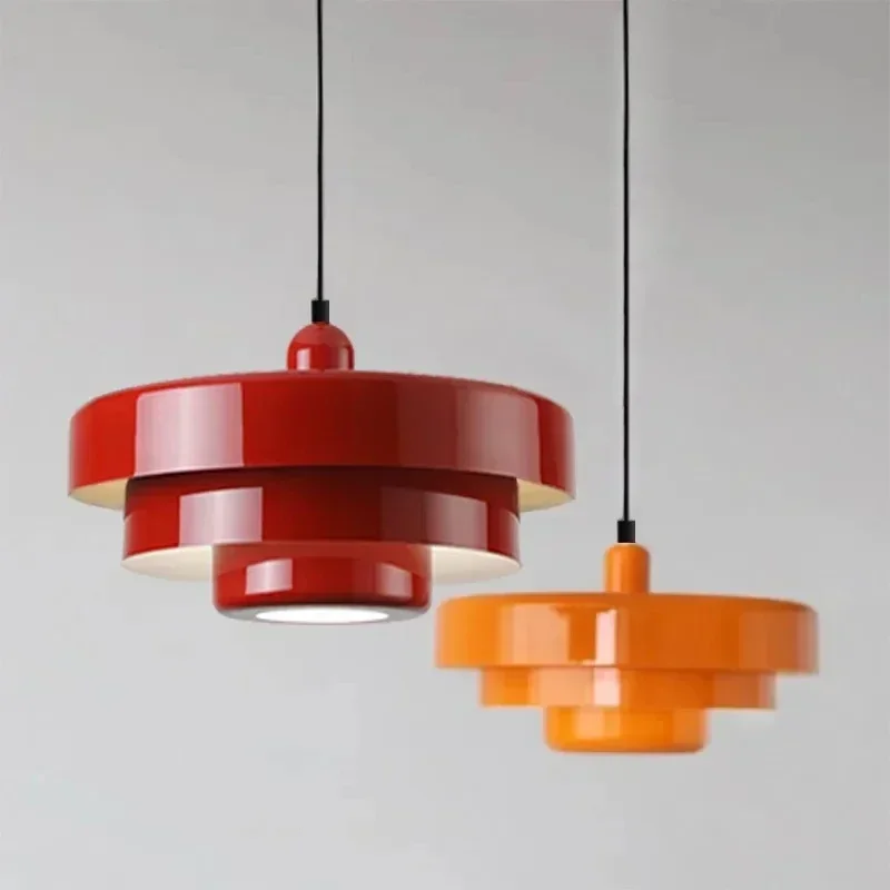 Nordic LED Pendant Light Macaron Carbon Steel Aluminum White Dark Green Orange Illuminations For Restaurant Living Rooms Fixture