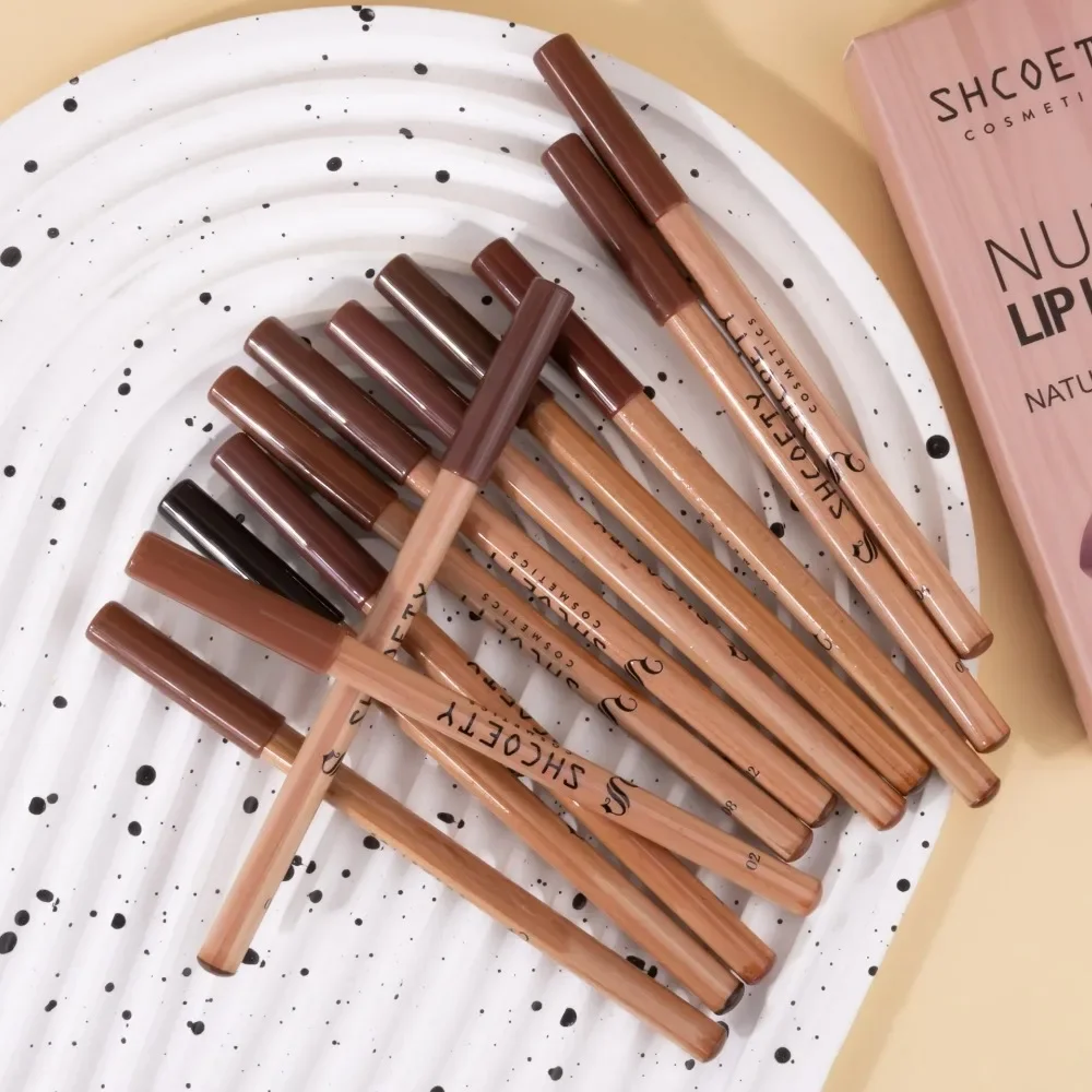 [12pcs Brown Lip Liners] 12pcs Long Lasting Brown Matte Lip Liners Gift Set Makeup | Easy To Apply Lip Pencils, Assorted Shades, - view 2