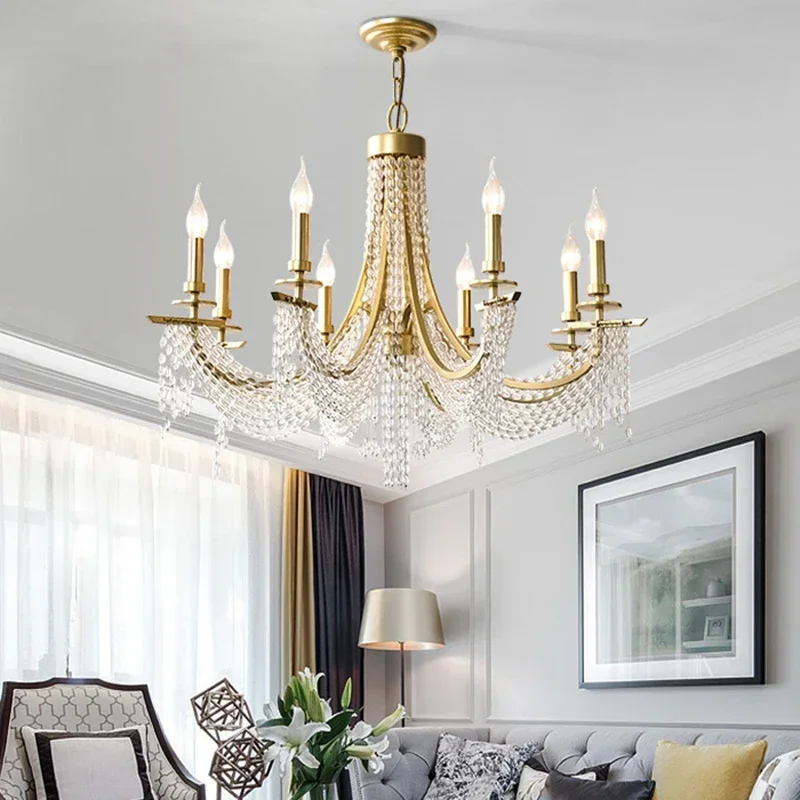 Luxe kaarskroonluchter romantische kristallen hanglamp voor villa eetkamer slaapkamer binnen decor kunst woonkamer hanglamp