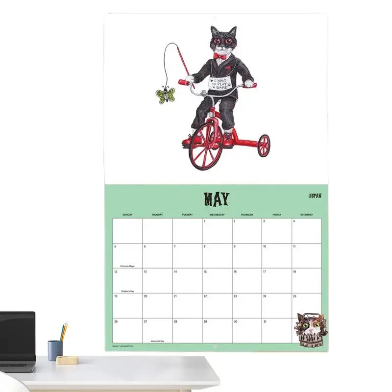 2024 Wall Calendar Scaredy Cats 2024 Monthly Calendar 12 Month Wall Monthly Calendar Hangable Daily Scheduler Flipping