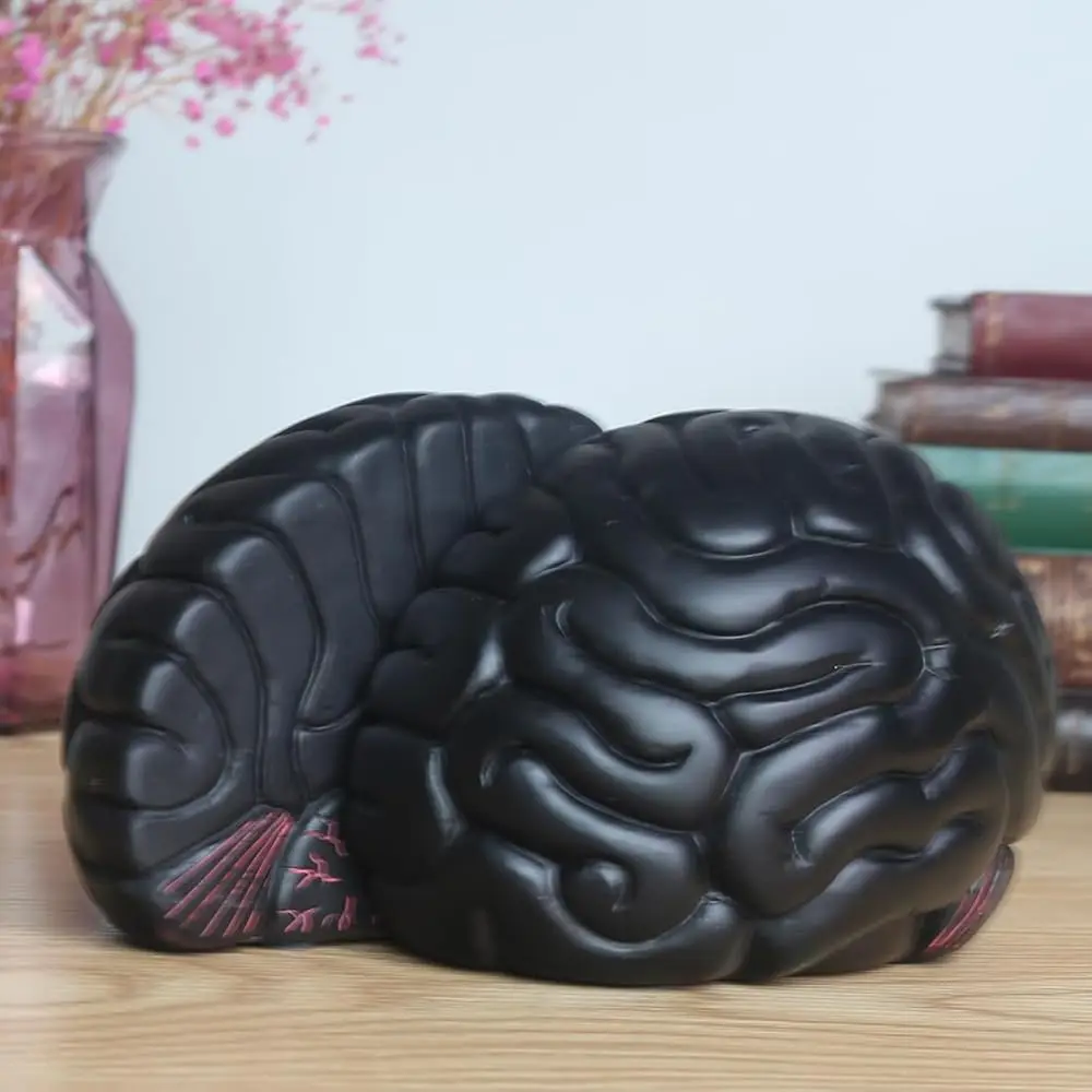 Bookends untuk Rak Buku Otak Resin Anti Selip Ujung Buku Dekoratif Desain Seni Abstrak Unik Rak Buku Sumbat Buku