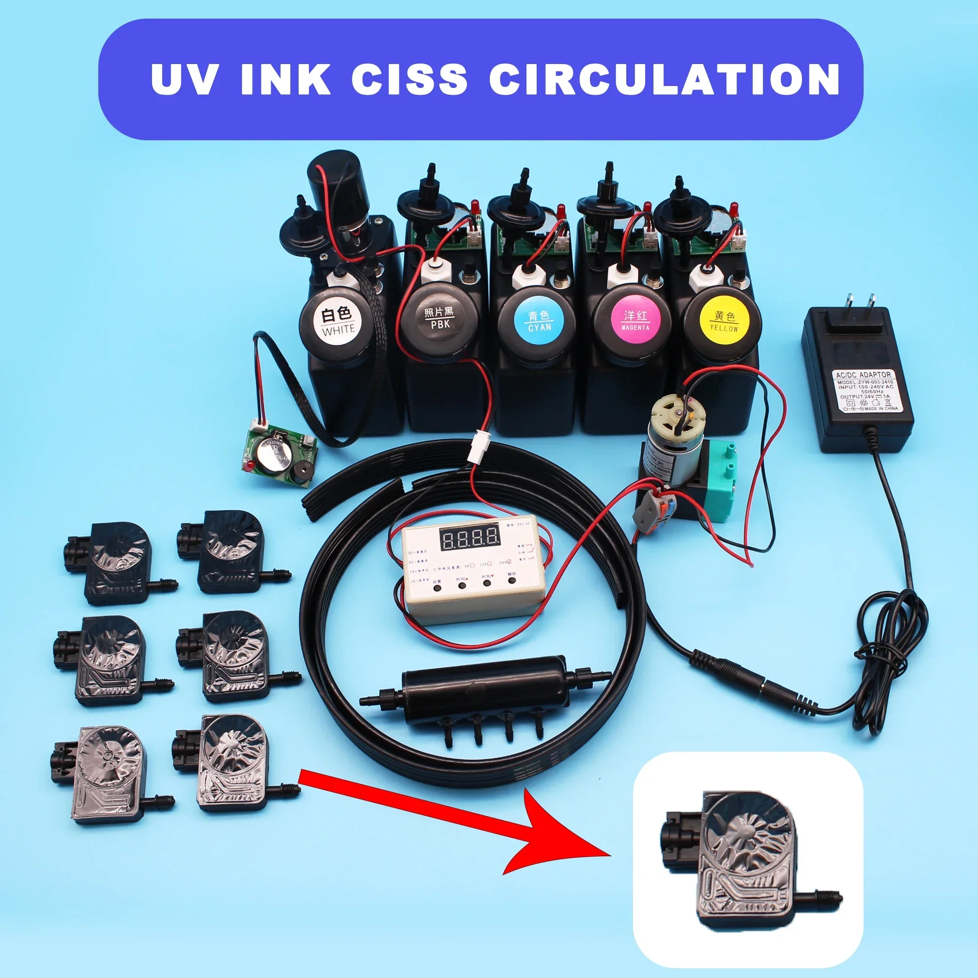 L1800 UV DTF Ink Circulation For Epson L800 L805 AB Film UV White Tank CISS With Stirrer Mixer Ink Tank Bulk Ink System