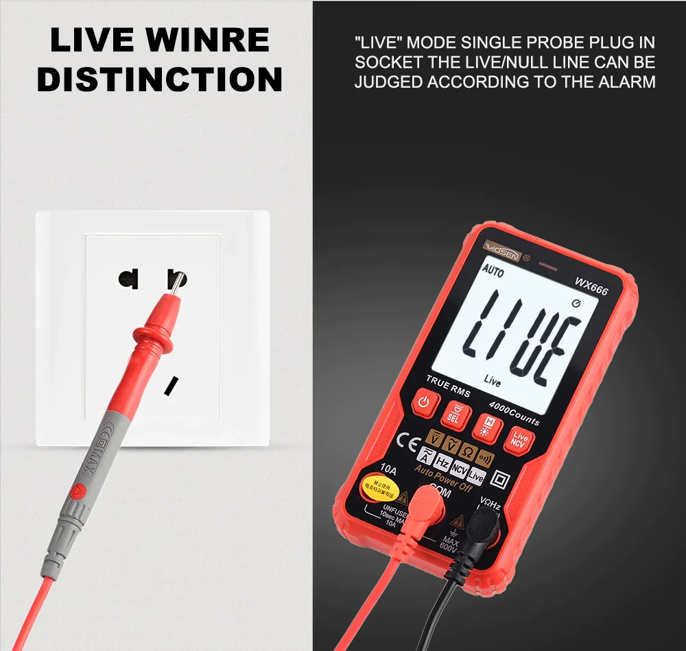 QHTITEC WX666 Mini multimetro portatile digitale Set NCV Data Holding 4000 conteggi retroilluminazione Transistor Meter strumenti Tester di corrente