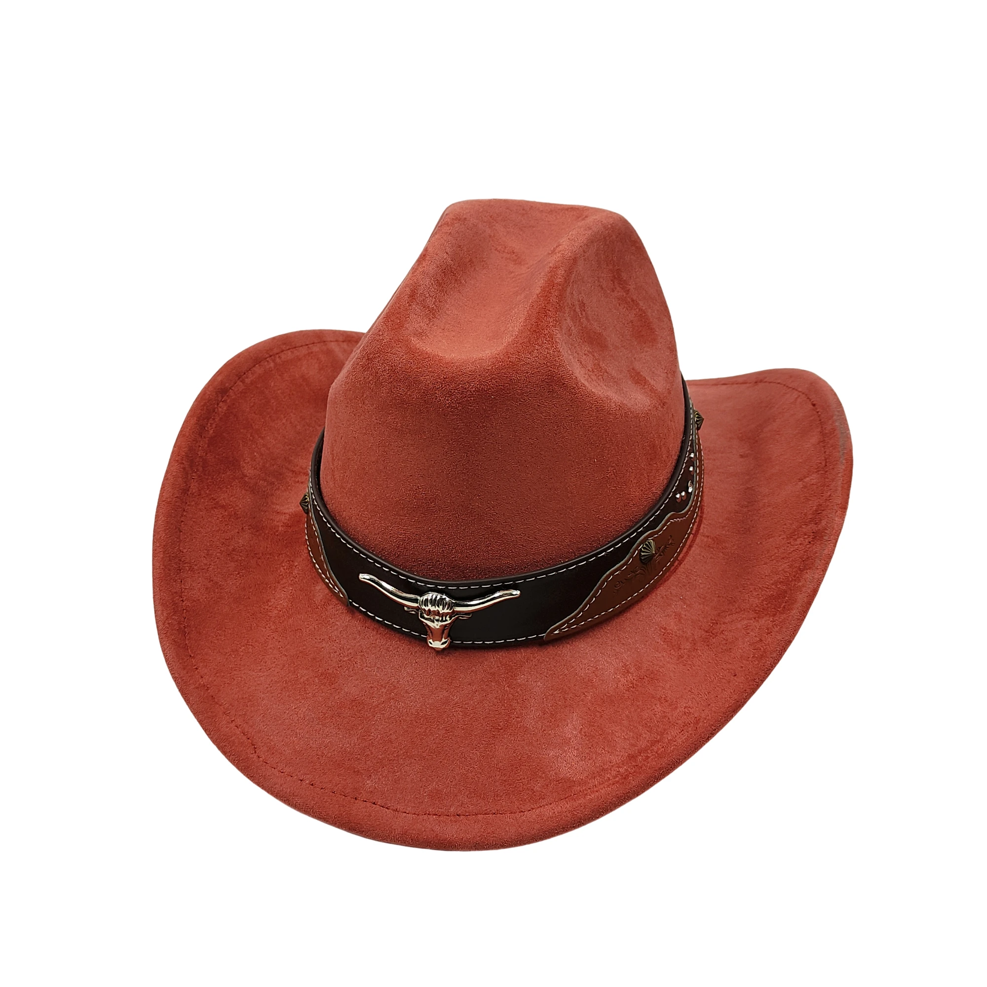 Kuhkopfgürtel Wildleder 7,5 cm Western Cowboy Fedora Hut Damen Herren Kirche Jazz Hut Mode Reise Party Hut Denim Hut – Detail 7