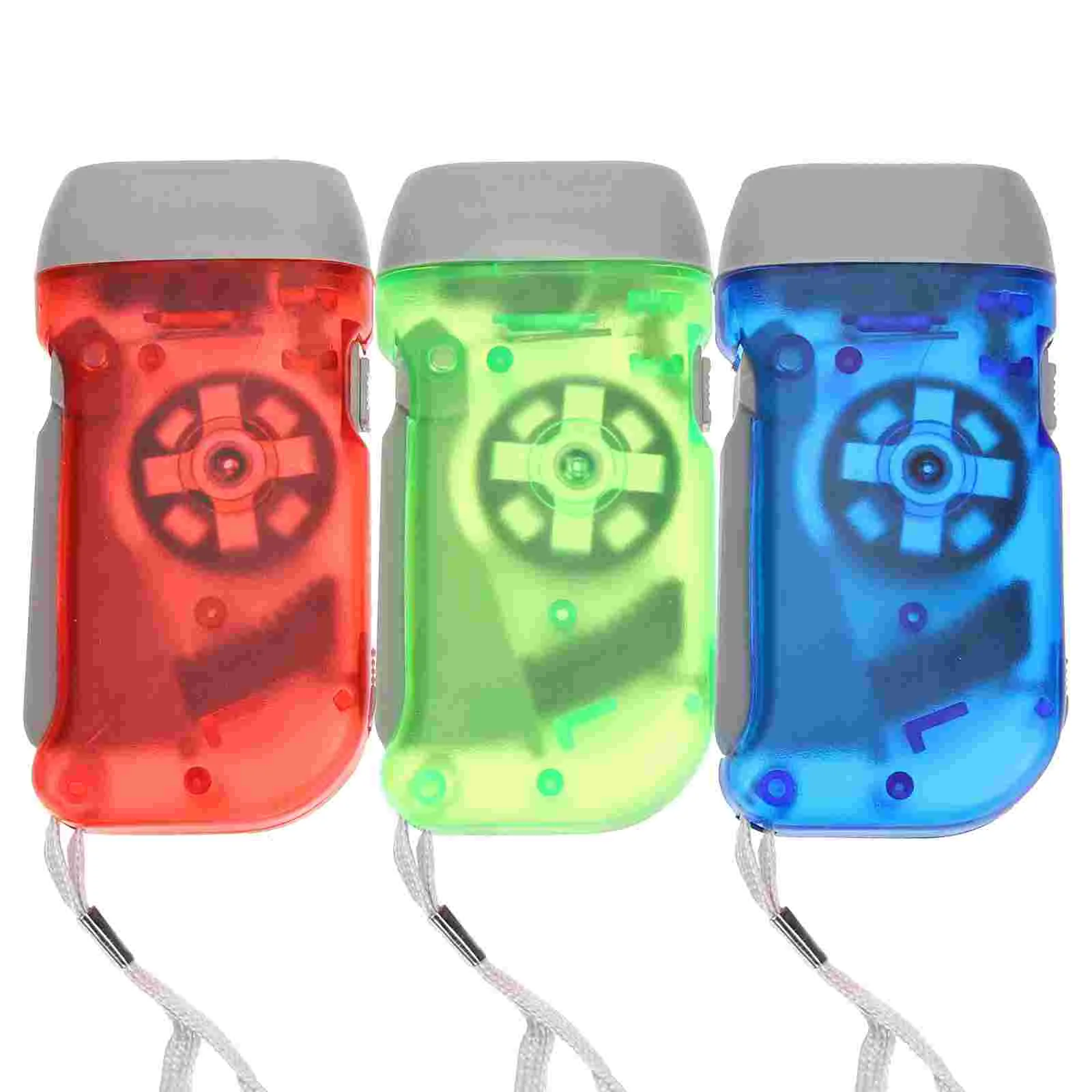 

3 Pcs Crank Lanterns Small Flashlights Bulk Shake Wind up USB Hand Portable Torch for Emergencies Plastic Hiking Man