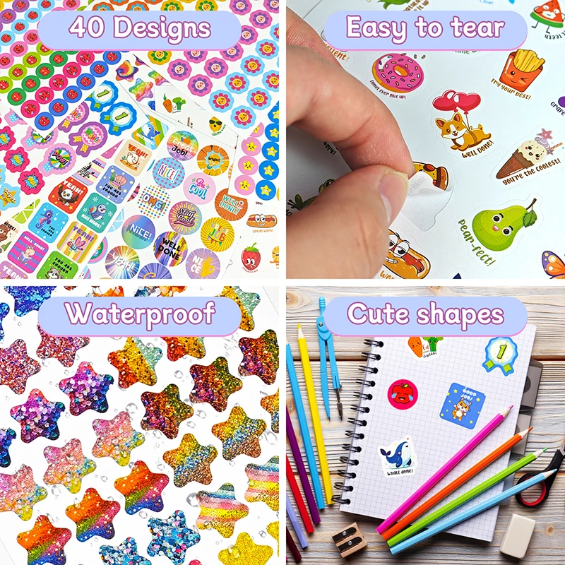 ملصقات تحفيزية للفصول الدراسية للأطفال والطلاب، ملصقات صغيرة لرسوم المكافآت، هدية العودة إلى المدرسة، دراسة مكافأة للأطفال #4