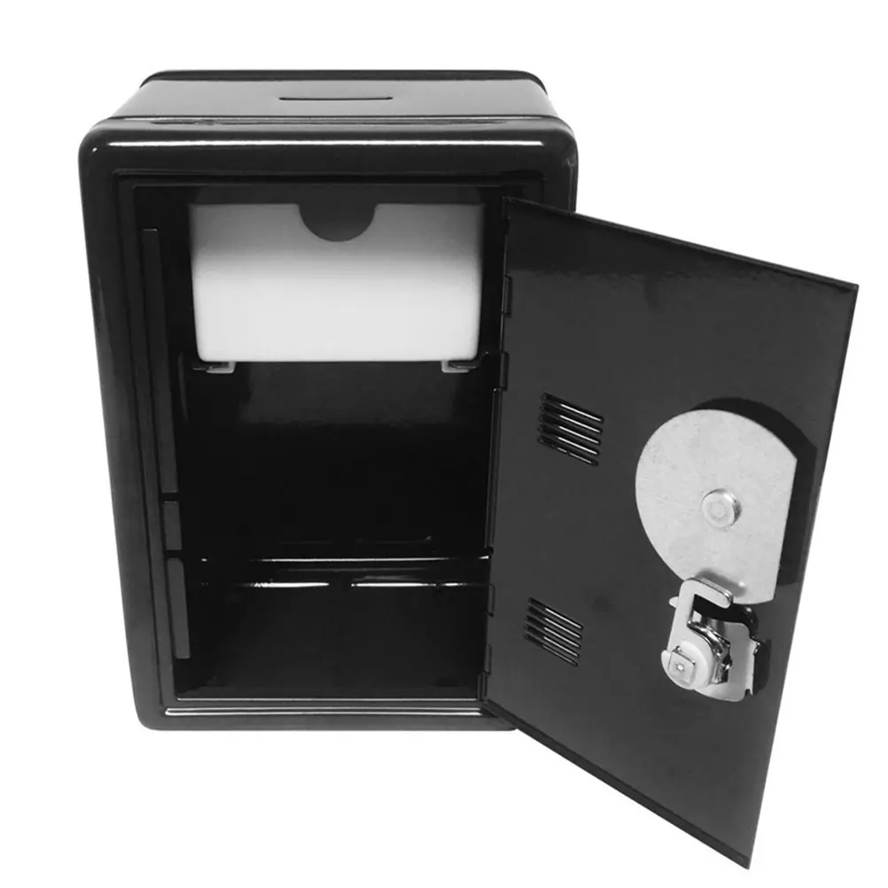 Mini Black Iron Money Box Desktop Container Home Accessory Strongbox Coin Jar Storage Solution Kids Room Decor
