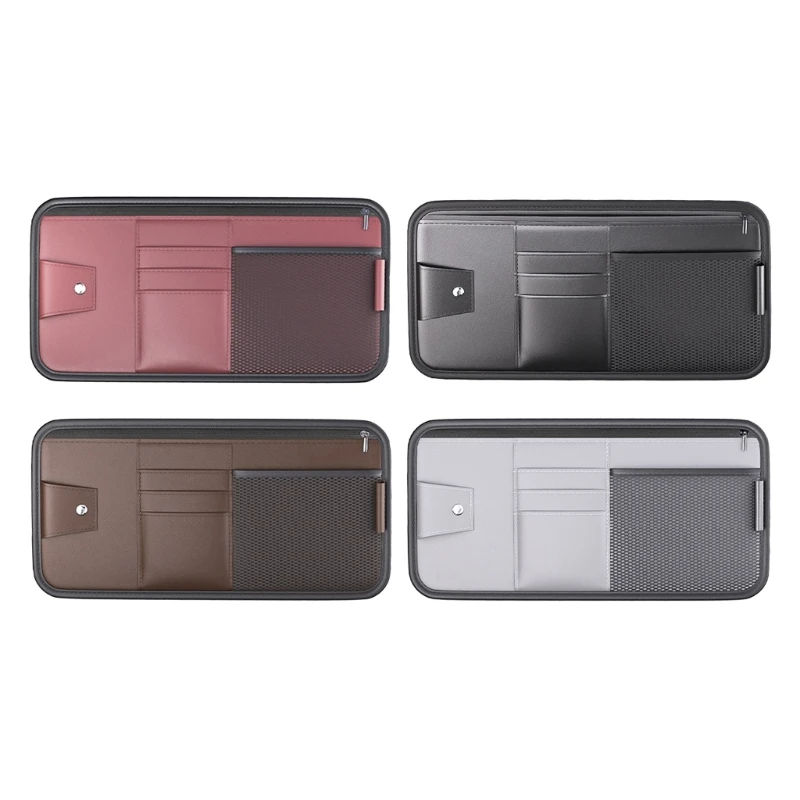 

28GB Uprgades Car Sunshade Storage Purse PU Leather Sunglass & Card Holders Auto Sunshade Multiple Pocket Organize for Car