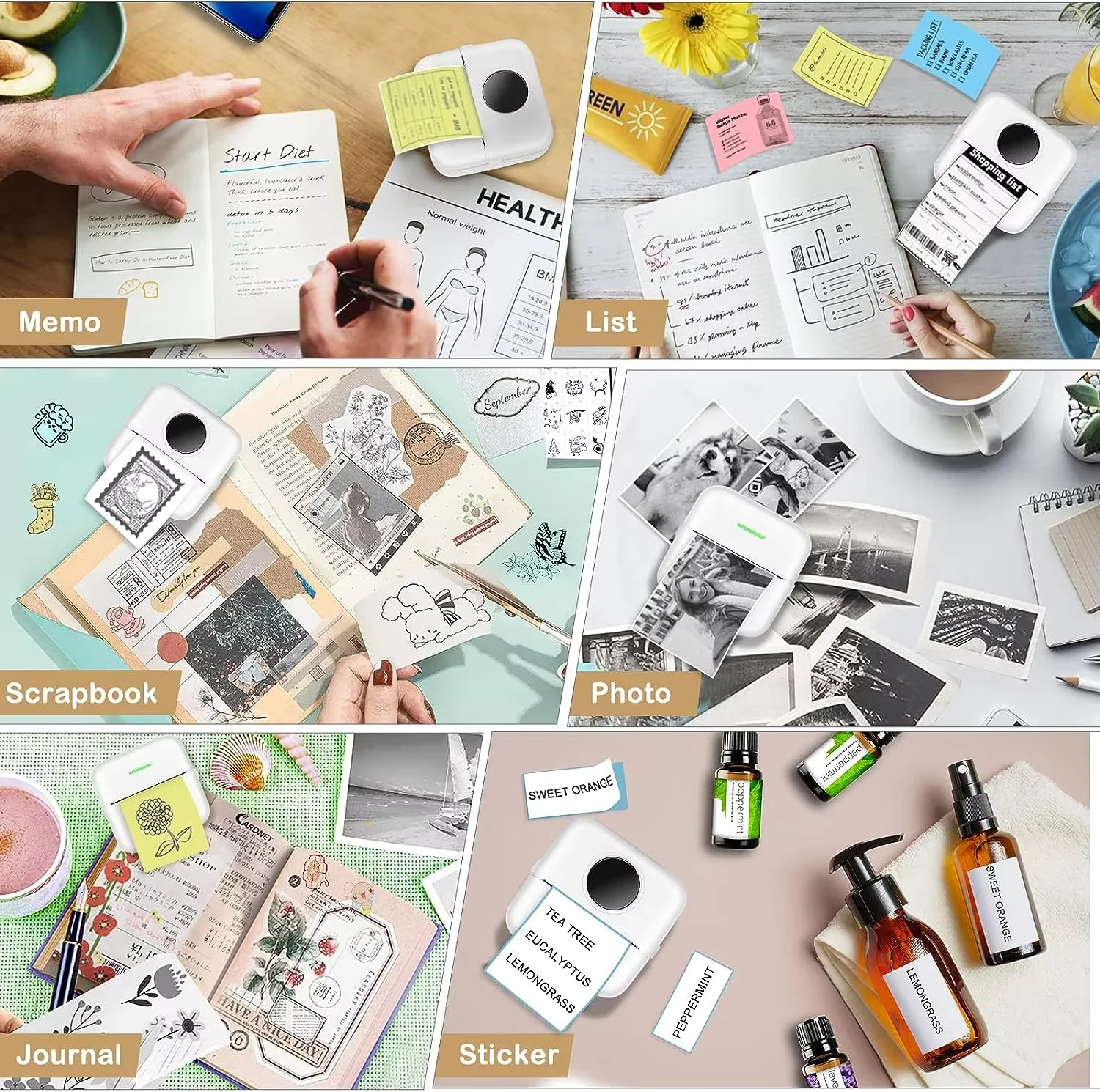 3/6Rolls Thermal Paper 57x25mm Notes Printing Label Sticker Paper for Portable Mini Pocket Photo Thermal Self-adhesive Label