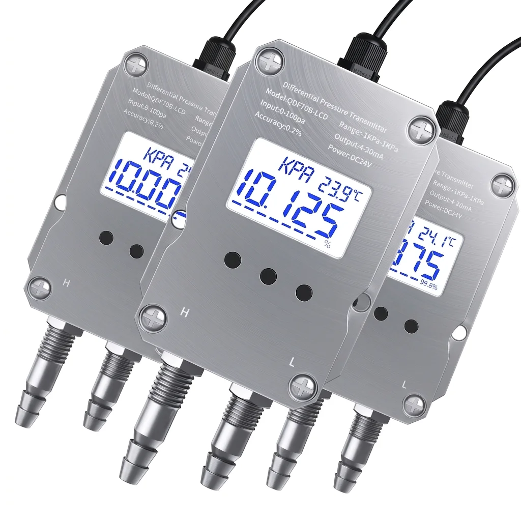 LCD Differential Pressure Sensor Digital 4-20mA 0-10V RS485 Differential Pressure Transducer -10-10Kpa Gas Pressure Sensor