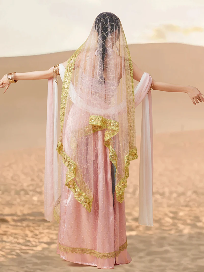 Pink Adult Women Classical Dance Costumes Flying Dance Western Regions Princess India Exotic Dancewear Performance Clothes