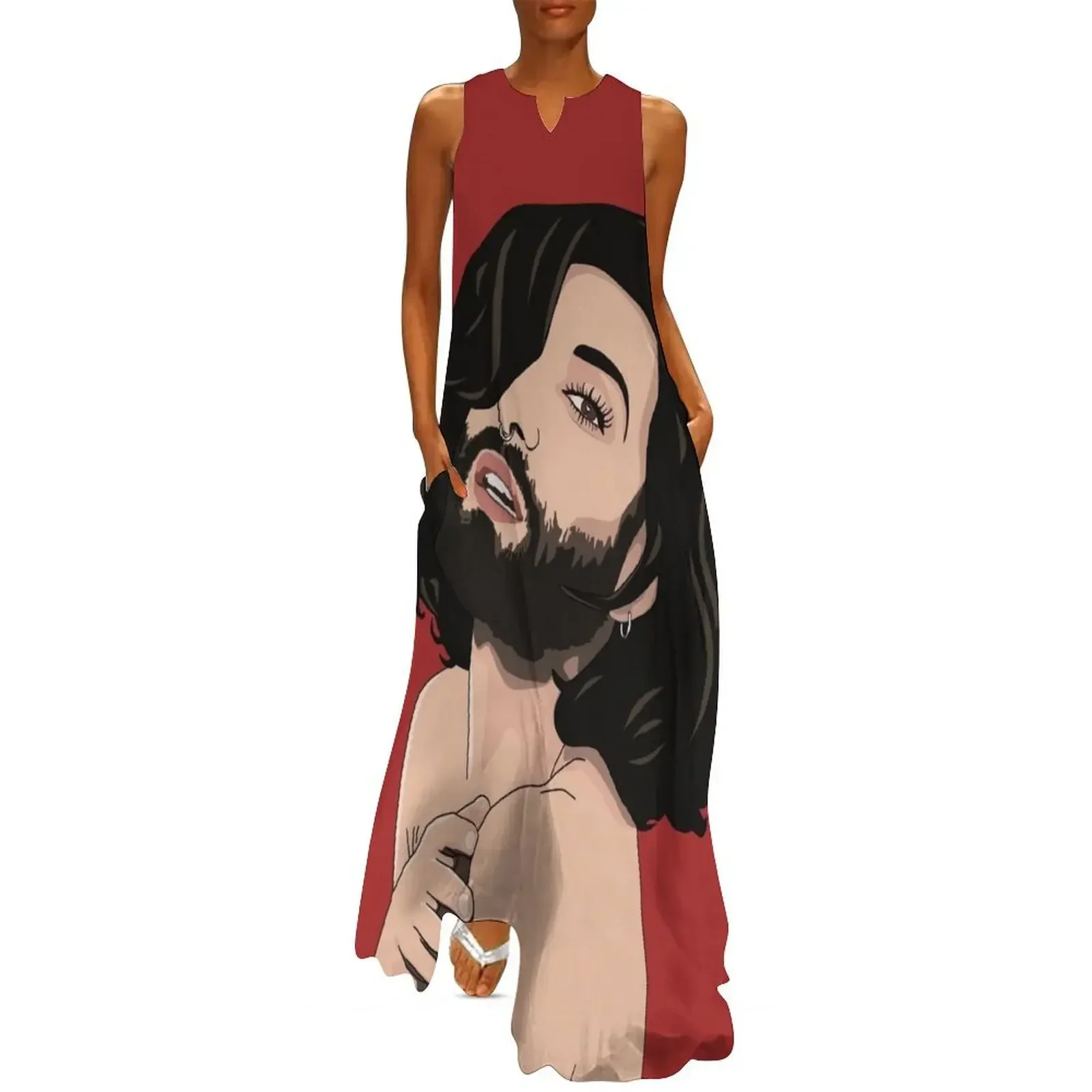 

With red background Long Dress summer woman dress 2025 party dresses women Casual dresses evening dresses ladies Dress
