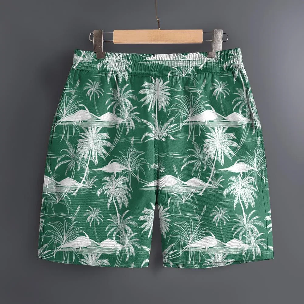 Men's Hawaiian 3D Beach Palm Tree Pattern Beach Shorts Quick Dry Outdoor Leisure Sports Shorts Fashion Men's Shorts