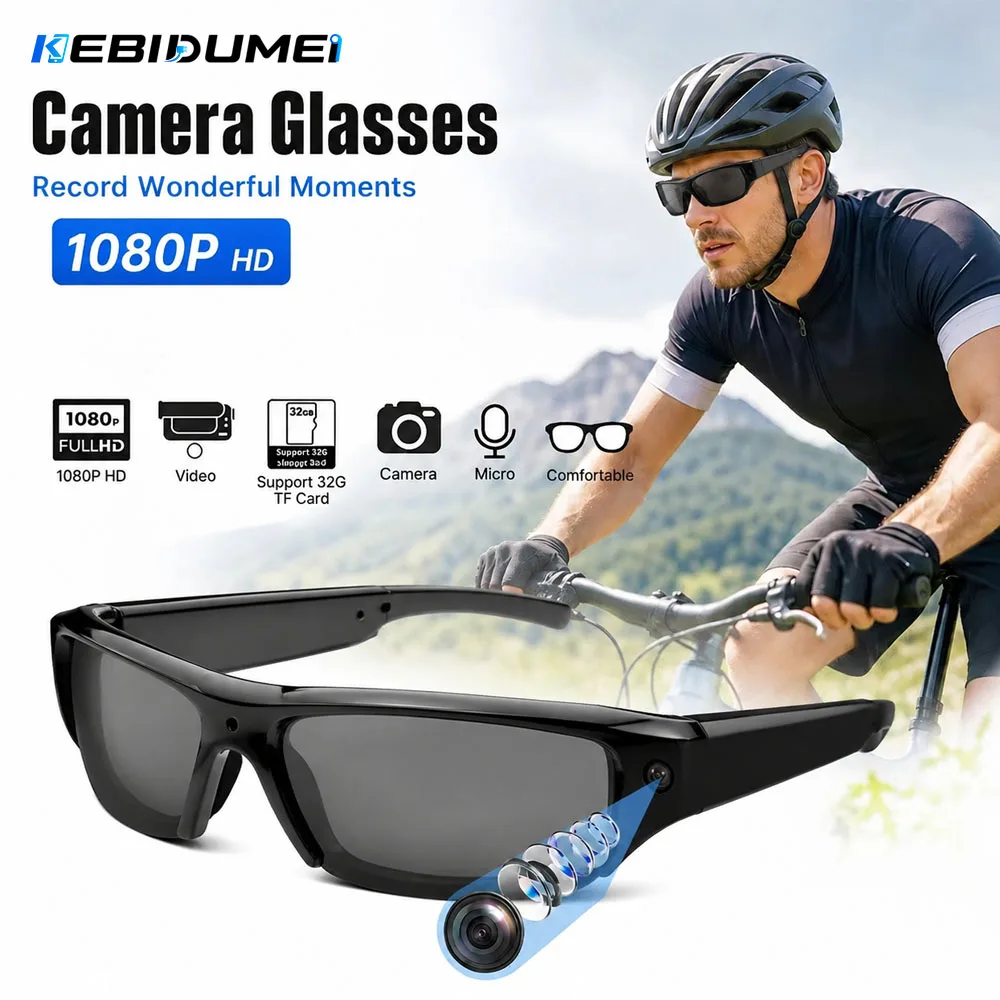 KEBIDUMEI 1080P Camera Smart Cycling Glasses Eyeglass Smart Sunglasses Video Recording Waterproof Cam for Outdoor Sports