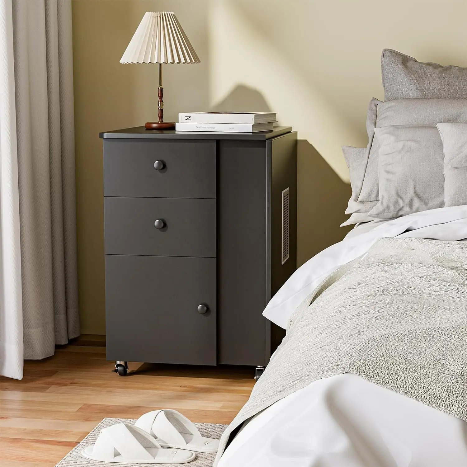 Foldable Manicure Table Nail Desk, Foldable Rolling Nail Table Station with Built-in Dust Collector, Adjustable Length