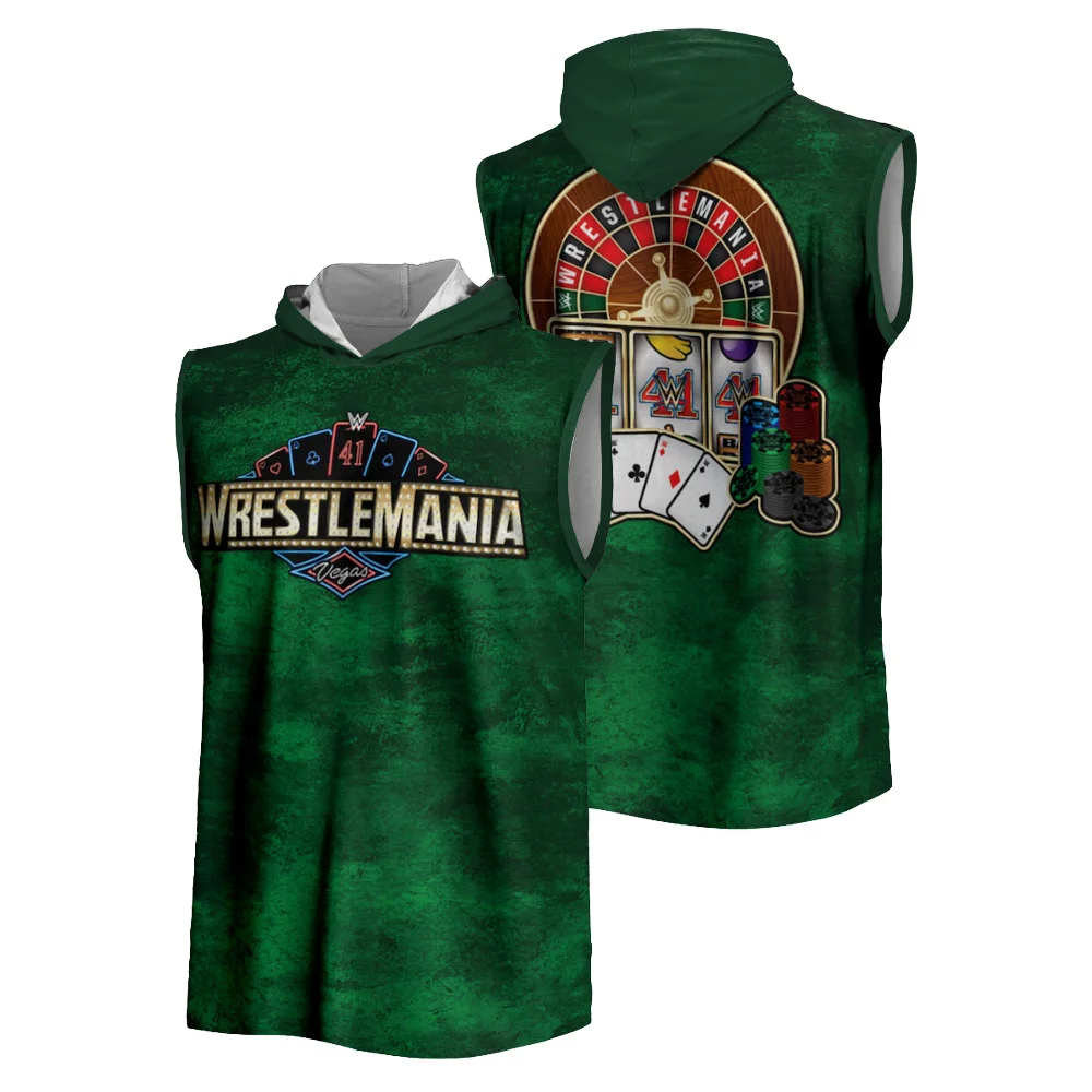 

WrestleManiat T-shirt WWE 2025 Summer Hot Sale 3D printed hooded vest Outdoor sports and fitness breathable and loose tank tops
