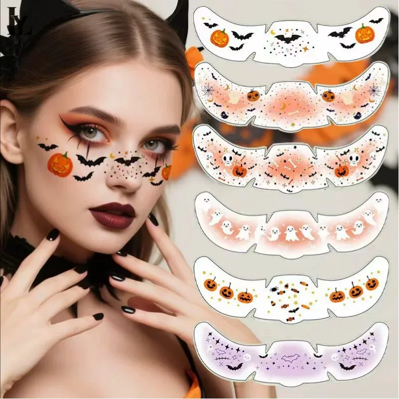 6/12 Pcs New Halloween Freckle Stickers Waterproof Simulated Face Stickers Halloween Bar Party Makeup Tattoo Stickers