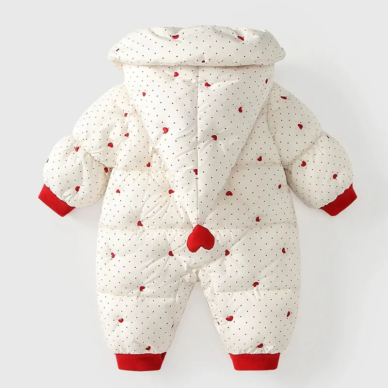 Winter Toddler Girl Clothes Chinese New Year Baby Outfit Cute Princess Dot Warm Thick Hooded Jumpsuits Romper Newborn Items B339