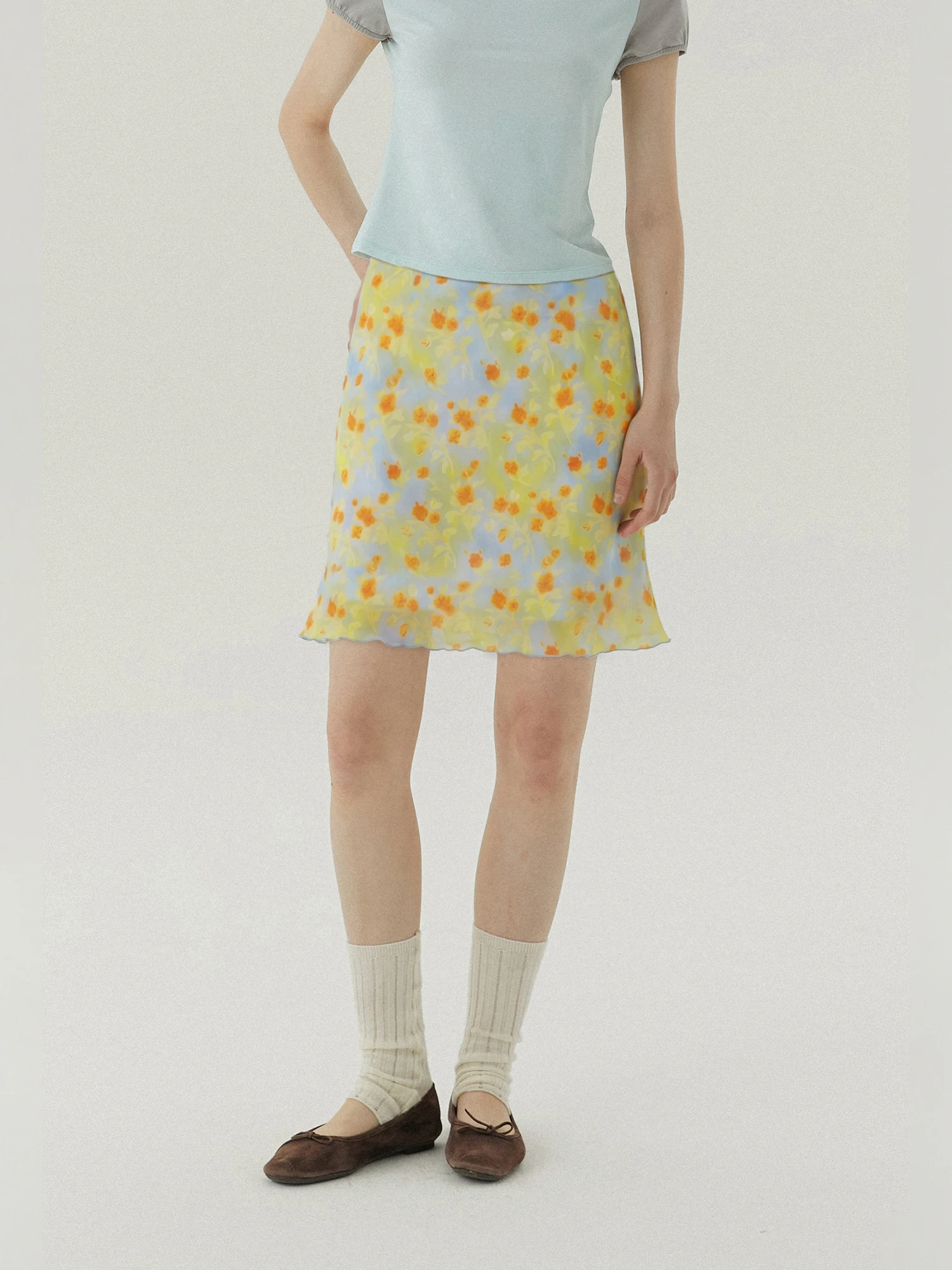LLANO Summer Floral Print Fish Tail Short Skirt Women's Halves Skirt Midi Skirt Slim Fit Style with Inner  Side Zipper