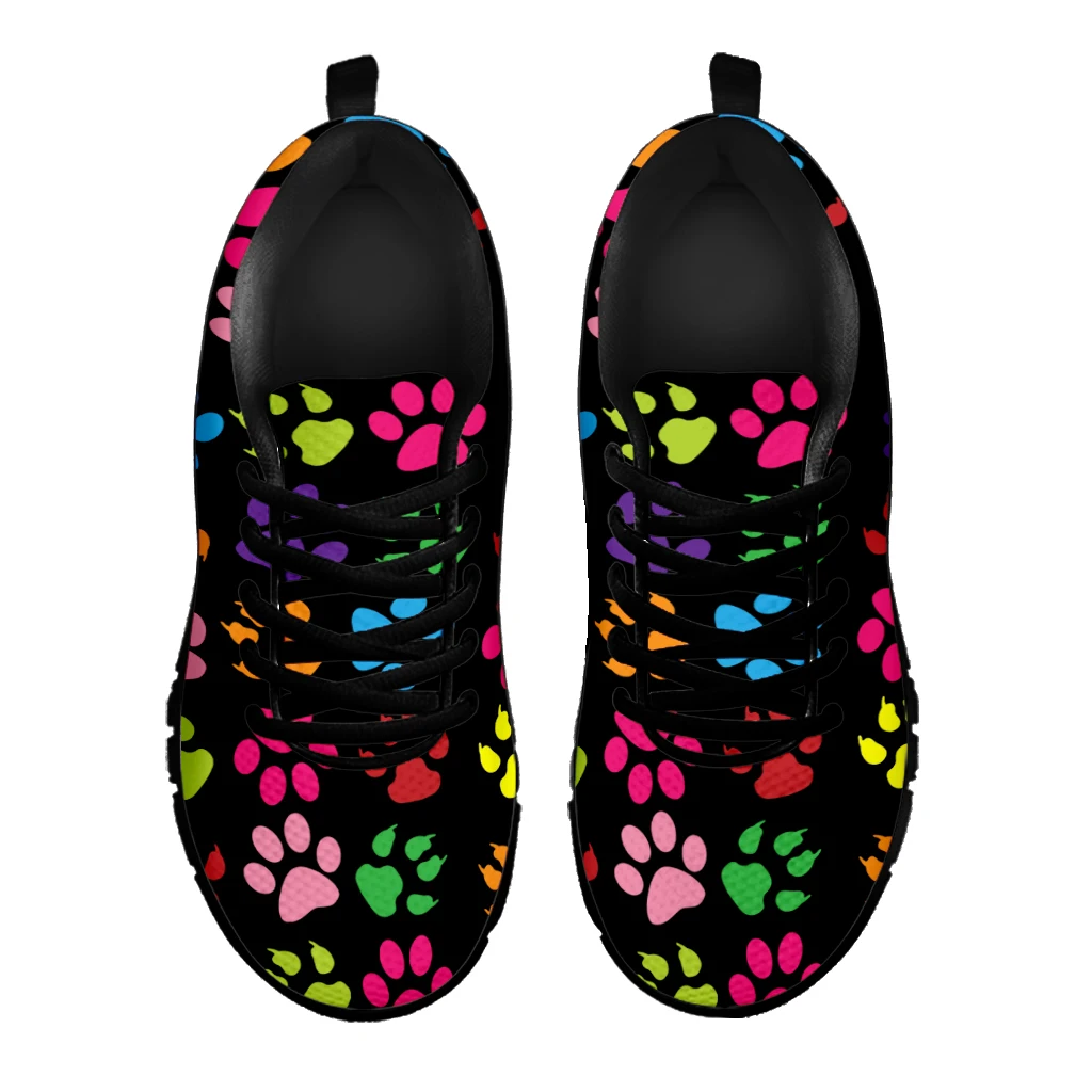 Rainbow Color Cartoon Dog Paw Print Lightweight Outdoor Shoes Comfortable Summer Breathable Shoes Basketball Shoes