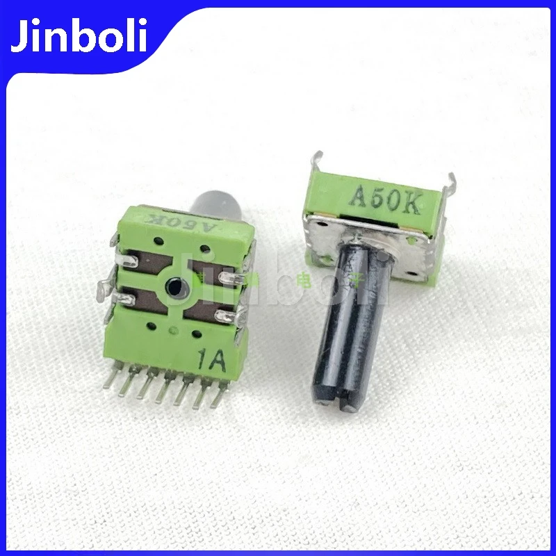 2PCS RK142 Single Row 7Pins Vertical Dual A50K Mixer Amplifier Volume Potentiometer D Shaft Length 18mm