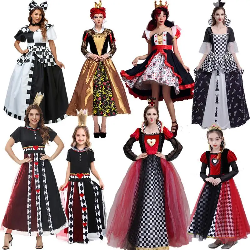 

Alice in Wonderland Red Queen Costume Adult Plang Card Queen Outfit Parent-Child Performance Clothes Queen Polyester Material