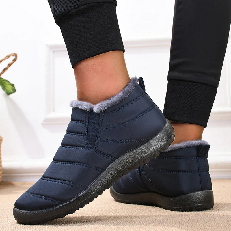 Winter Men Flats Waterproof Warm Fur Shoes Black Men Shoe Comfortable Sneakers Men Slip On Shoes Men Zapatos De Mujer