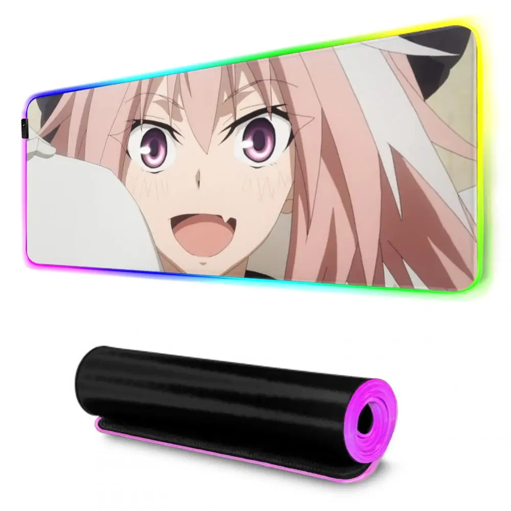 astolfo Mouse Pad RGB Gaming Mousepad Big LED Pad PC Desk Mat Luminous Mouse Pad Large Keyboard Mats Table Rug With Backlit