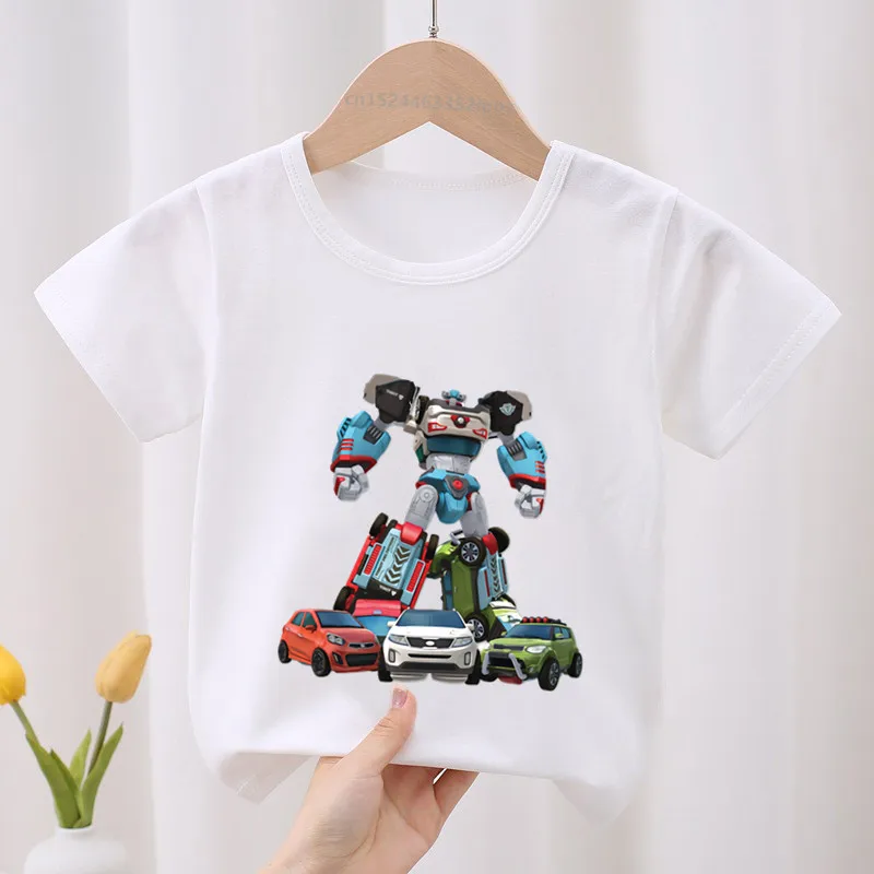 Tobot Evolution Transformer Robot Car Print Kids T-shirt Children's Clothes Summer Cartoon Baby Girls Clothing Boys T shirt