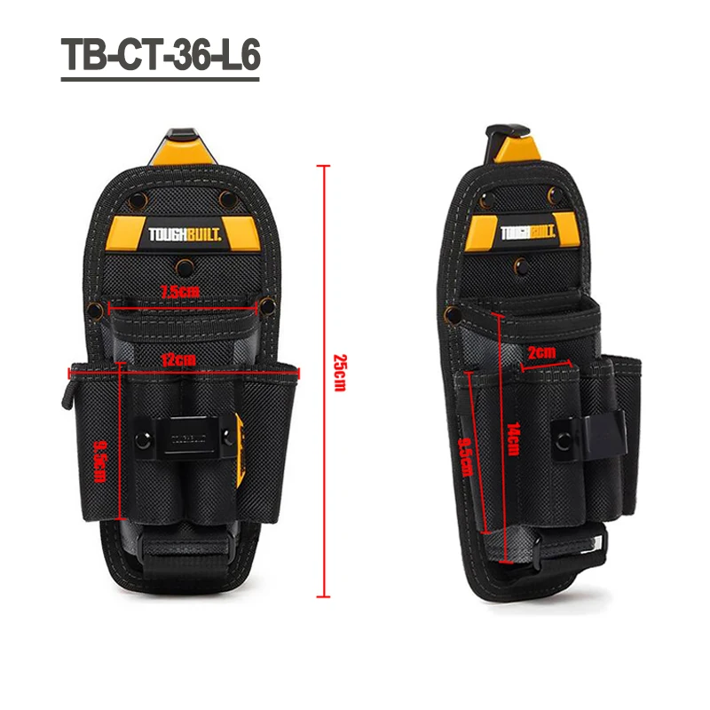 Imagem -02 - Técnico 6-pocket Pouch Chave de Fenda Loops Heavy Duty Impact Holster Cinto de Ferramentas Toughbuilt 28x13x11 cm Tb-ct36-l6